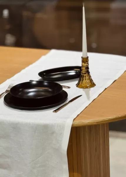 Дорожка из натурального льна 50x160 см, белая фото №1