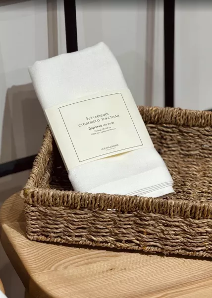 Дорожка из натурального льна 50x160 см, белая фото №3