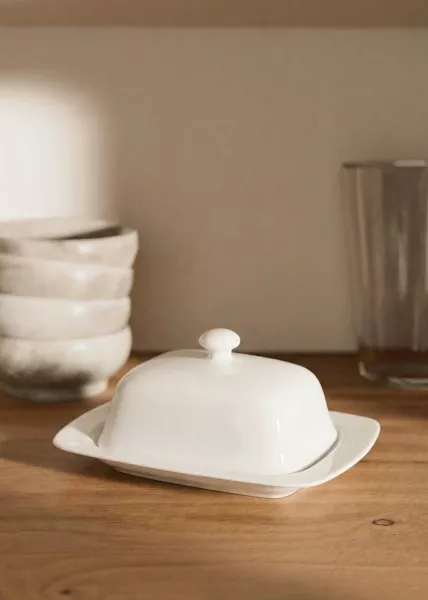 Масленка с крышкой, 19х12.5х8.5, фарфор фото №1