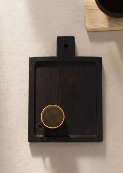 Доска сервировочная с ручкой, 24 см, дуб фото №1