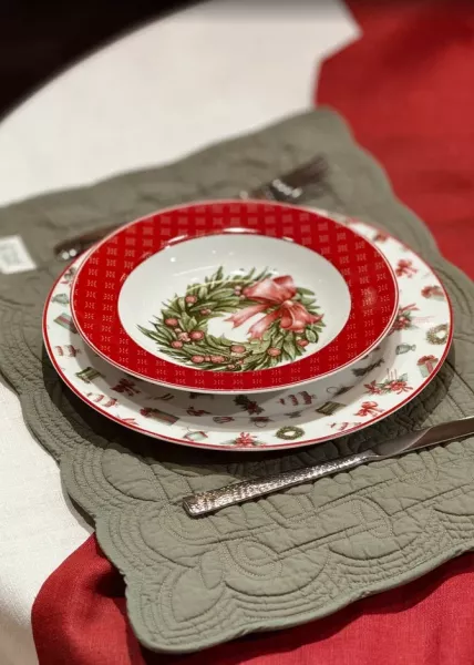 Плейсмат новогодний, 33x50, хлопок, зеленый фото №1