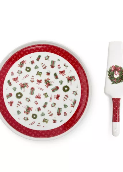 Набор для торта Christmas gift (блюдо и лопатка), 32 см фото №1