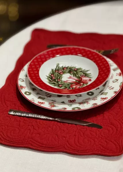 Тарелка новогодняя Christmas wreath глубокая, 21.5 см фото №2