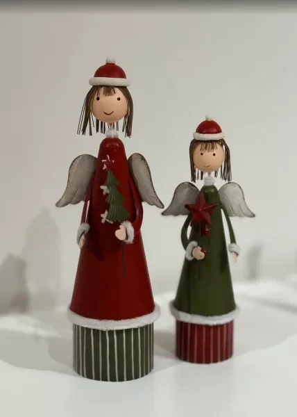 Набор из 2 новогодних декоративных фигур Angel, 21.5 см, 27 см фото №1
