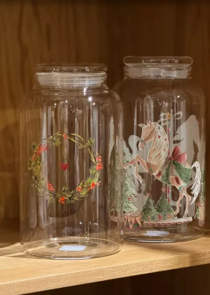 Банка для хранения стеклянная Christmas wreath, 13x22 фото №1