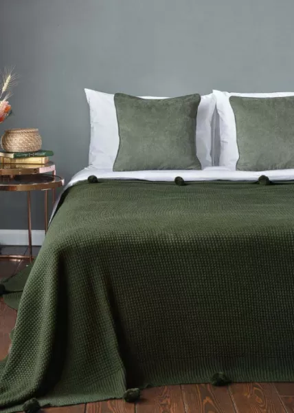 Покрывало декоративное вязаное Mountain, 200x220, зеленое