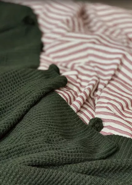 Покрывало декоративное вязаное Mountain, 200x220, зеленое фото №3