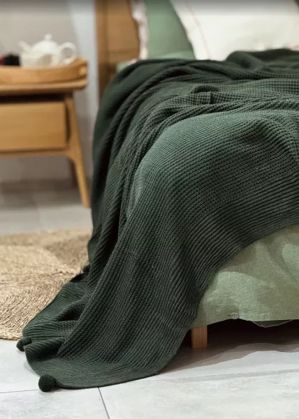 Покрывало декоративное вязаное Mountain, 200x220, зеленое фото №1