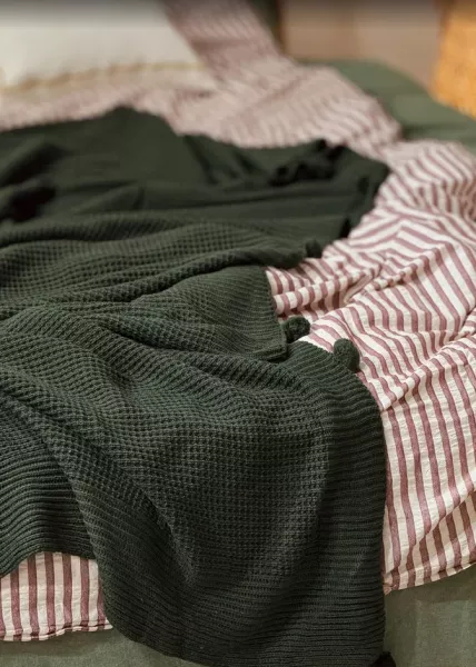 Покрывало декоративное вязаное Mountain, 200x220, зеленое фото №2