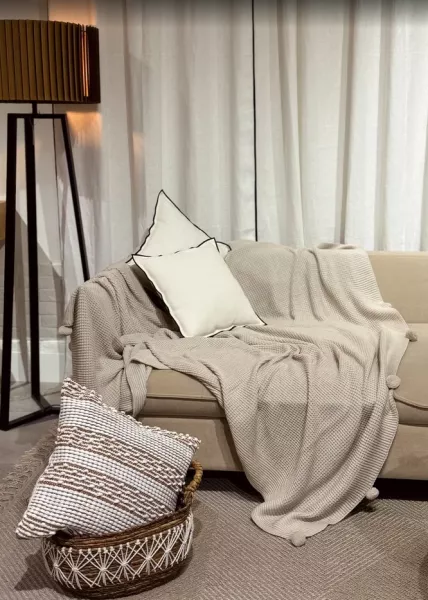 Покрывало декоративное вязаное Mountain, 200x220, бежевое фото №4