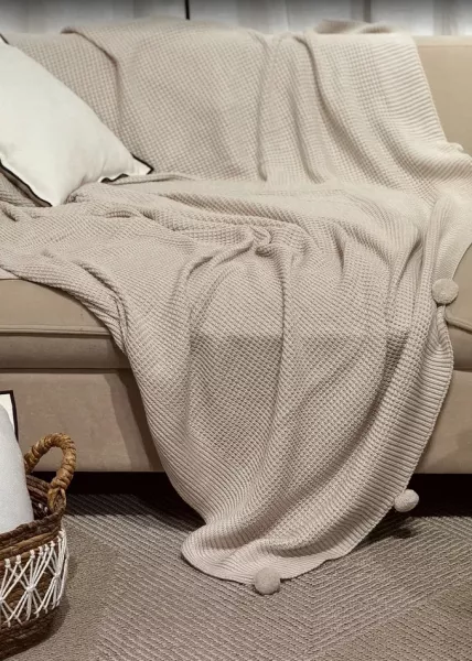 Покрывало декоративное вязаное Mountain, 200x220, бежевое фото №5