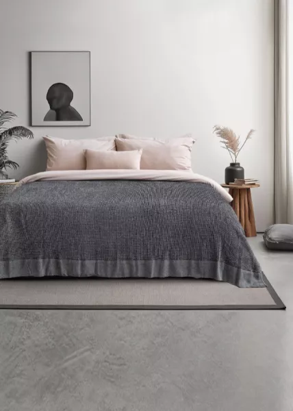 Покрывало Пергамон 20% шерсть 60% хлопок 10% полиамид 10% вискоза, 200x220 см, черный фото №1