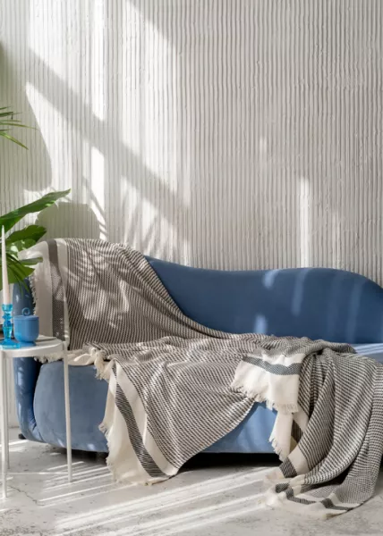 Плед декоративный BLOOM, 220х250, хлопок, серый фото №1