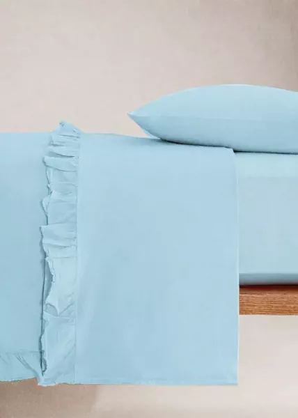 Простыня из вареного хлопка, 240х260 (евро), голубой, Vesta
