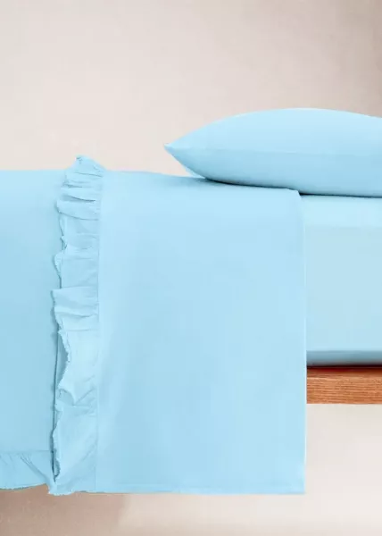 Простыня из вареного хлопка, 240х260 (евро), голубой, Vesta