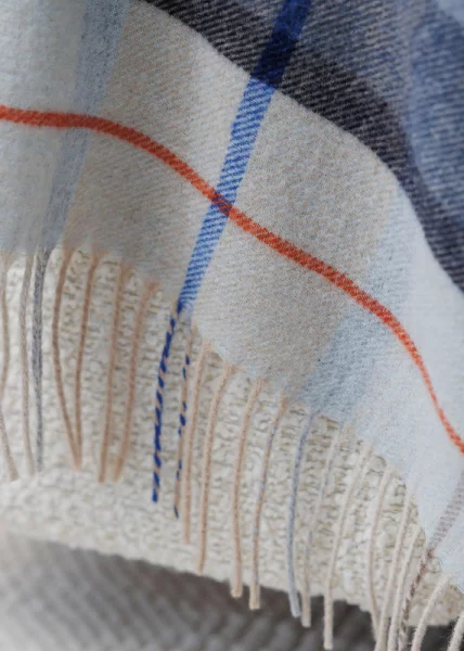 Плед декоративный Тревизо, 150х200, 80% шерсть, 20% полиэфир, синяя клетка фото №2