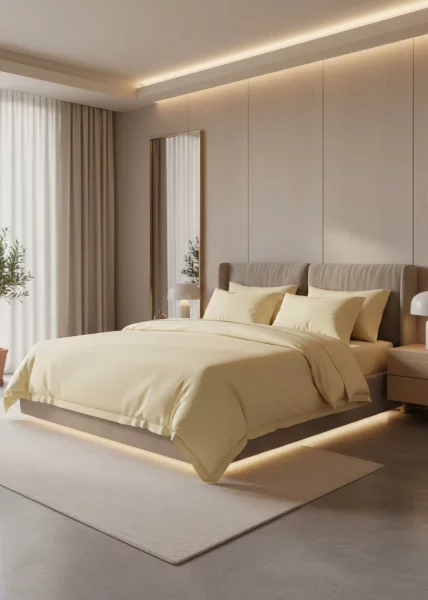 Постельное белье, 200х220+240х260+250х70 (евро), сатин, сливочное, Olive фото №4