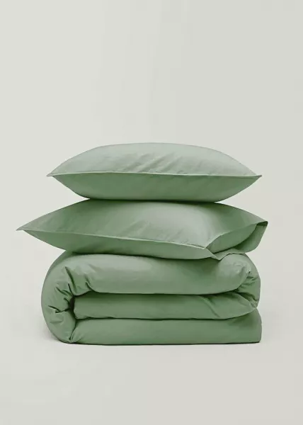 Постельное белье, 200х220+180х200+2 50х70 (евро), вареный хлопок, зеленое, Olive фото №1