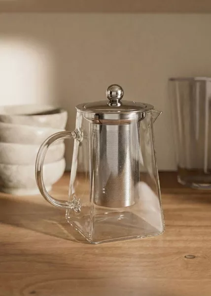 Чайник квадратный с фильтром, 750 мл, термостойкое стекло фото №1