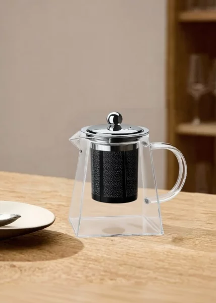 Чайник квадратный с фильтром, 750 мл, термостойкое стекло