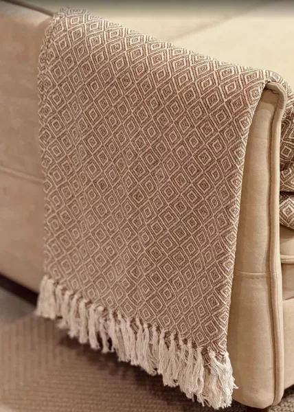 Плед декоративный Diamond, 200х240, хлопок, бежевый фото №7