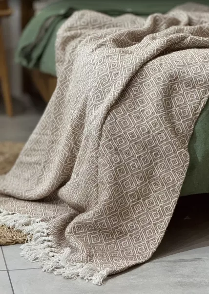 Плед декоративный Diamond, 200х240, хлопок, бежевый фото №4