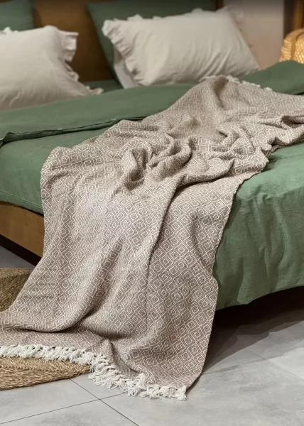 Плед декоративный Diamond, 200х240, хлопок, бежевый фото №5