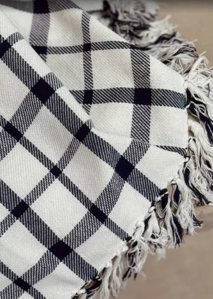 Плед декоративный Plaid, 220х240, хлопок, сине-бежевый фото №2