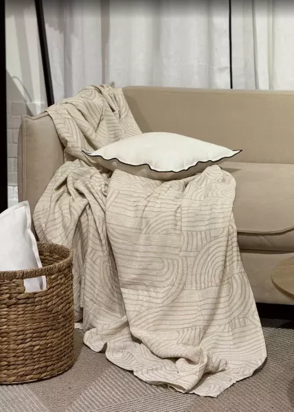 Плед декоративный Cotton, 220х240, хлопок, бежевый фото №1