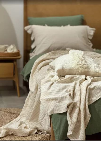 Плед декоративный Cotton, 220х240, хлопок, бежевый фото №2