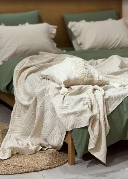 Плед декоративный Cotton, 220х240, хлопок, бежевый фото №3