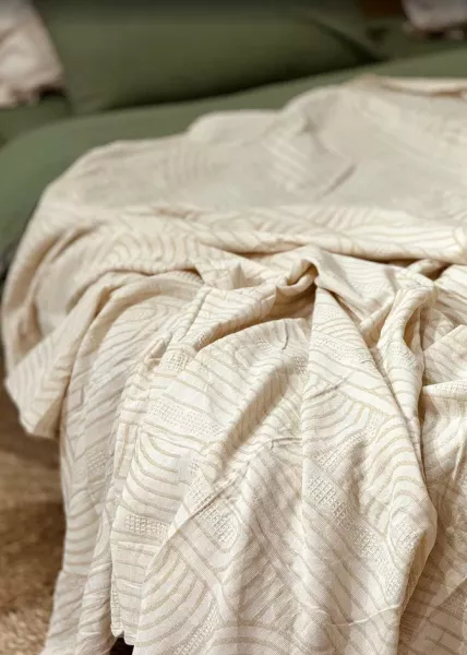 Плед декоративный Cotton, 220х240, хлопок, бежевый фото №4