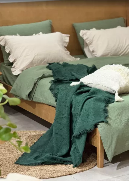 Плед декоративный Triangle, 130х180, 80% хлопок, 20% ПЭ, изумрудный фото №2