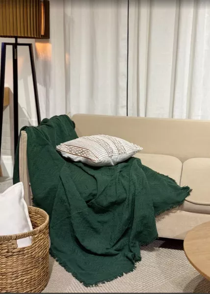 Плед декоративный Triangle, 130х180, 80% хлопок, 20% ПЭ, изумрудный фото №1