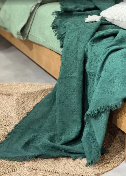 Плед декоративный Triangle, 130х180, 80% хлопок, 20% ПЭ, изумрудный фото №3