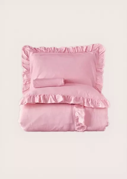 Пододеяльник из вареного хлопка, 160х220, с воланами,  розовый, Astrea фото №1