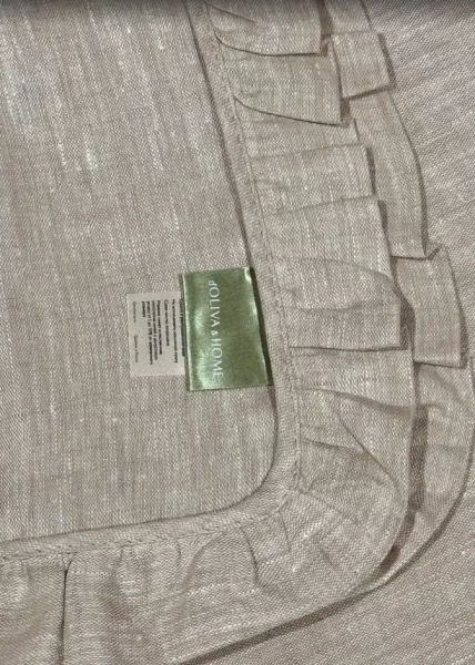 Набор из 2-х салфеток с воланами 40x50 см из натурального льна, бежевый фото №3