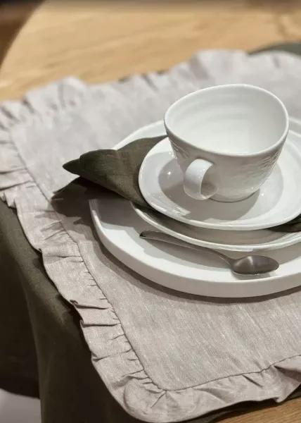 Набор из 2-х салфеток с воланами 40x50 см из натурального льна, бежевый