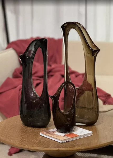 Ваза стеклянная Doro бежевая 31х16,5х68 см фото №9