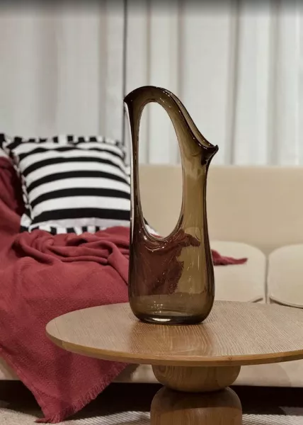 Ваза стеклянная Doro бежевая 31х16,5х68 см фото №4