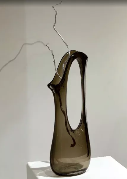 Ваза стеклянная Doro бежевая 31х16,5х68 см фото №2