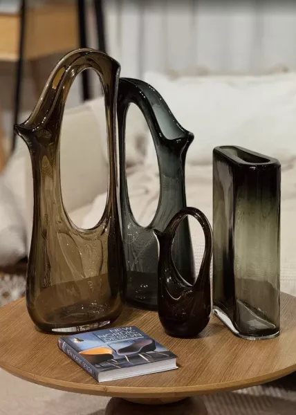 Ваза стеклянная Doro бежевая 31х16,5х68 см фото №7