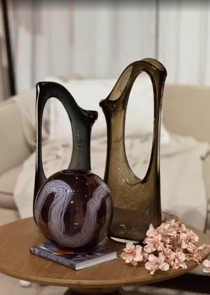 Ваза стеклянная Doro серая 25х14х53 см фото №3