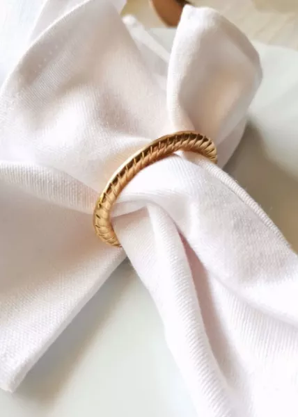 Набор из 2 колец для салфеток рифленое, золотое