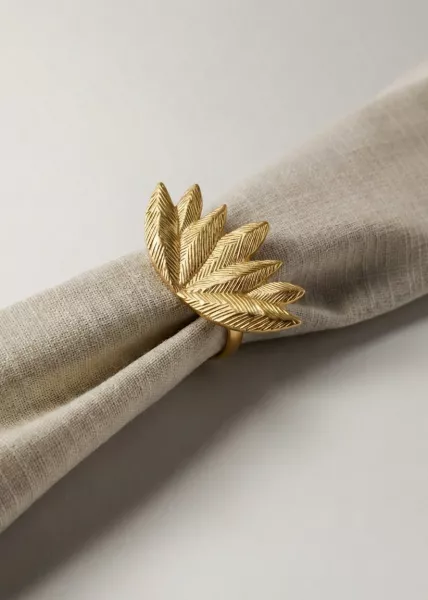 Набор из 2 колец для салфеток Leaf, золотое фото №1