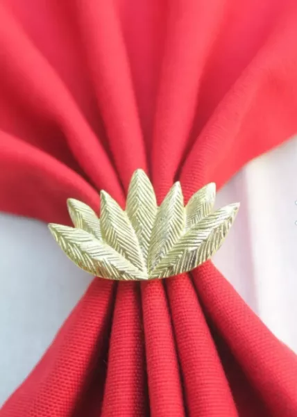 Набор из 2 колец для салфеток Leaf, золотое