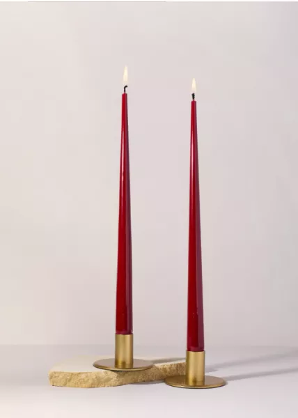 Набор конических свечей 35 см, Бордовый