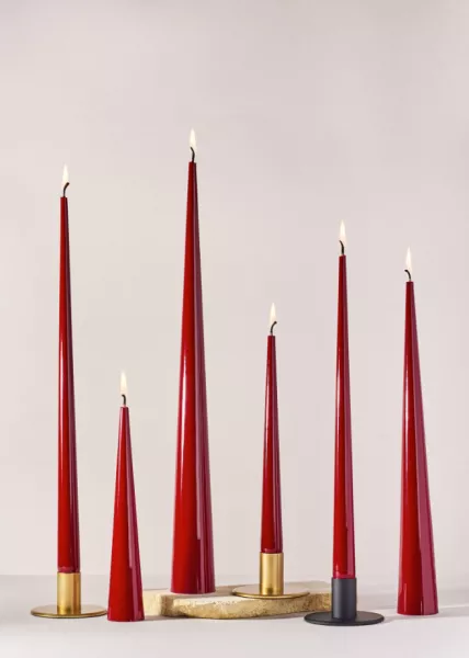 Набор конических свечей 42 см, Бордовый фото №2