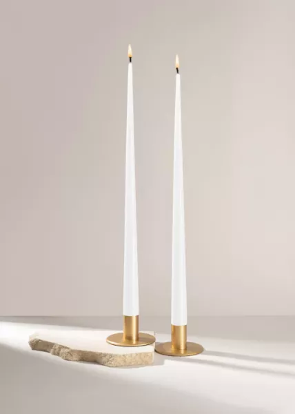 Набор конических свечей 42 см, Белый