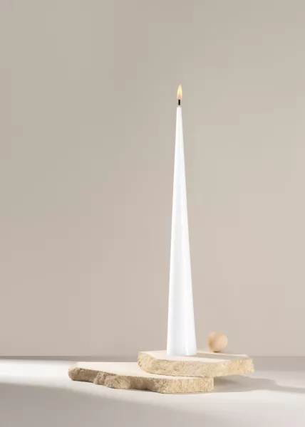 Свеча коническая 36 см, Белый
